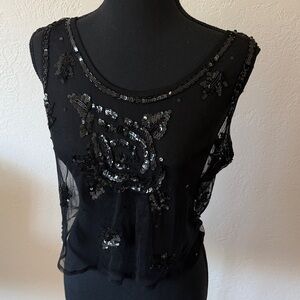 GUC Elegant Black Sequined Women's Top